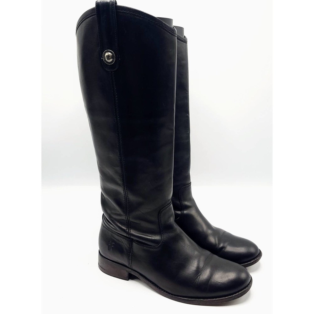 Frye Riding Boots Melissa Button Pull On Tall Leather 77167 Black Size 6